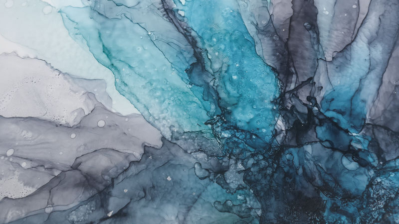 Ausschnitt vom floralen blumigen Kunstwerk Azul II von Ines Drewianka 